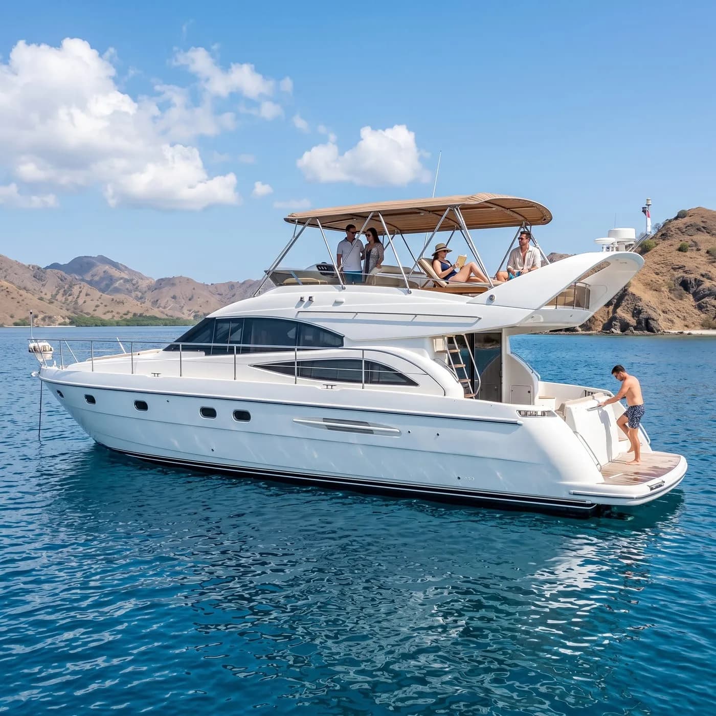 Viking Yacht with its open-air flybridge